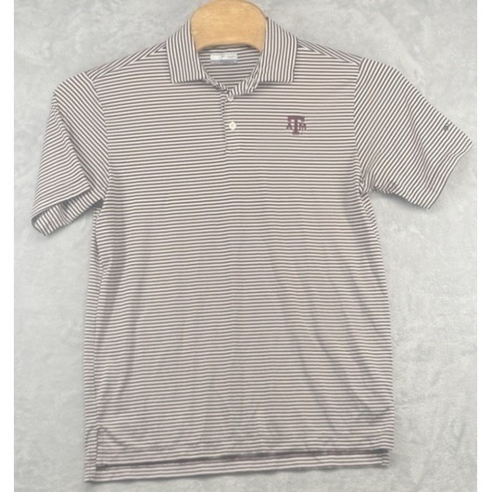 Columbia Texas A&M Aggies Polo Shirt L Striped Performance Golf Men's Size M